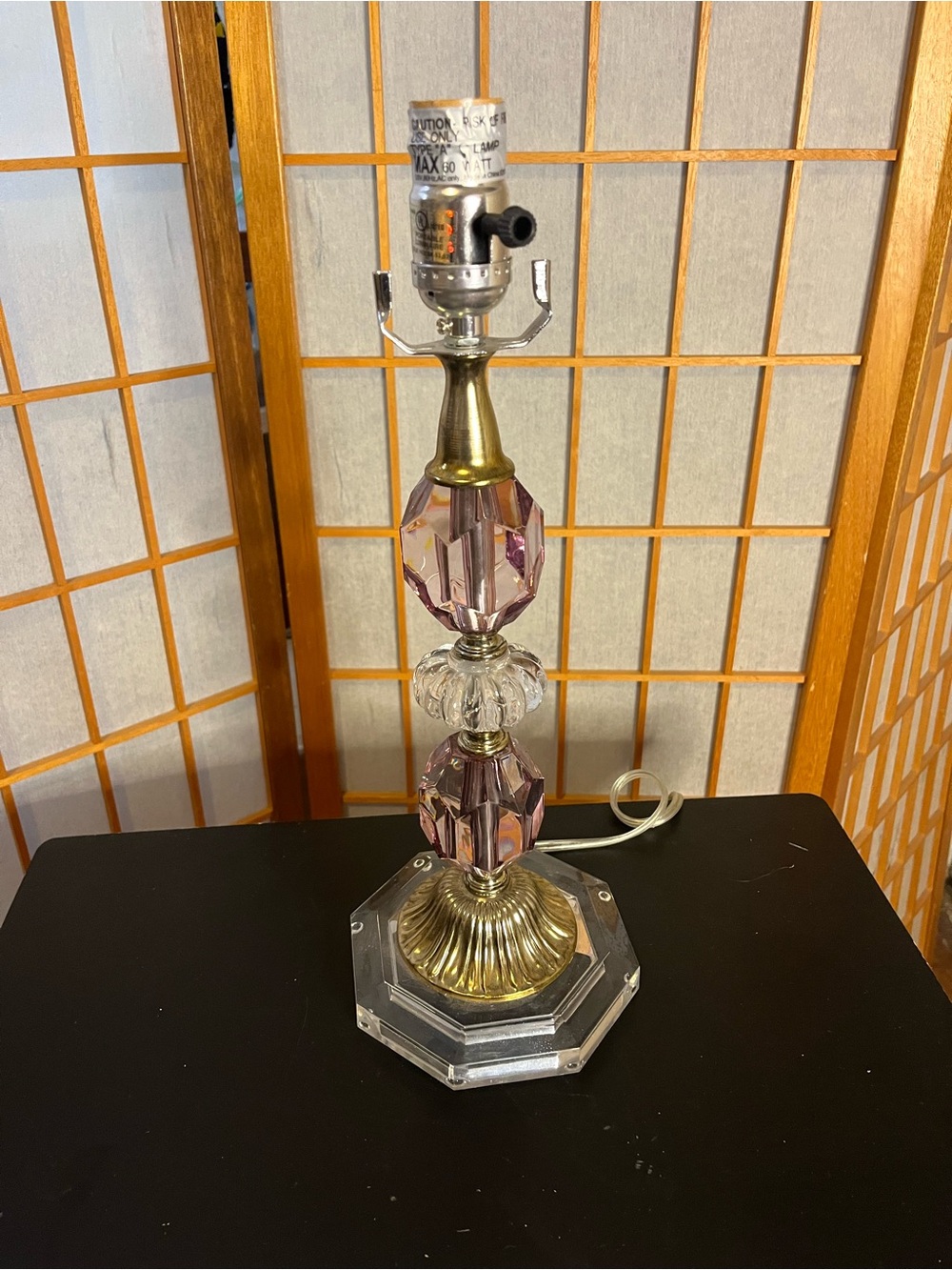 Purple boudoir modern acrylic table lamp no shade no harp